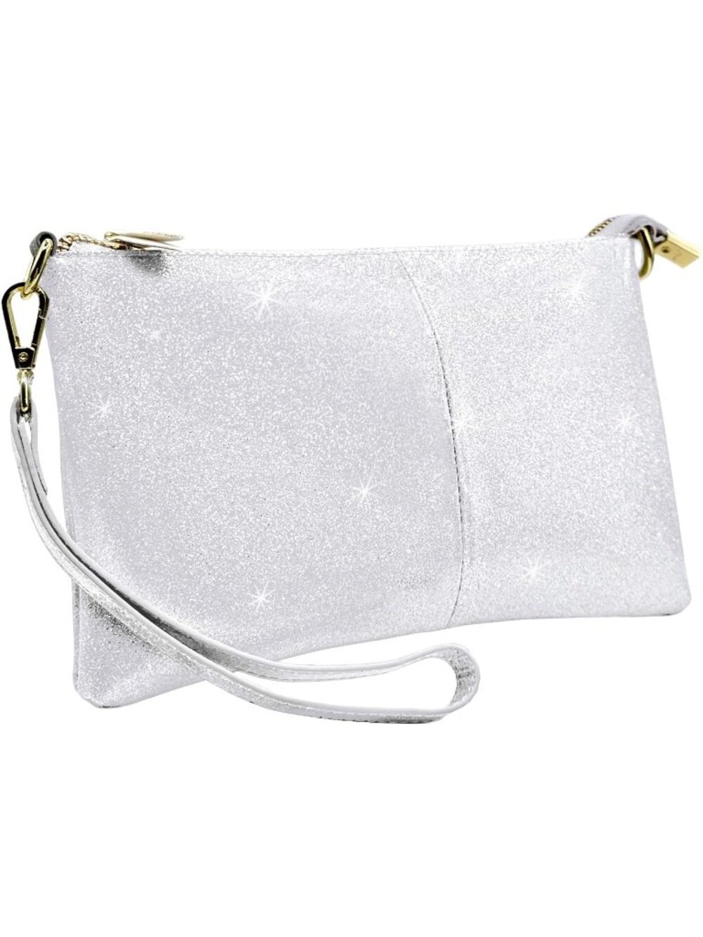 〽️Women's Glitter Silver Leather Wristlet Wallet Phone Bags Wallet Clutch Purses